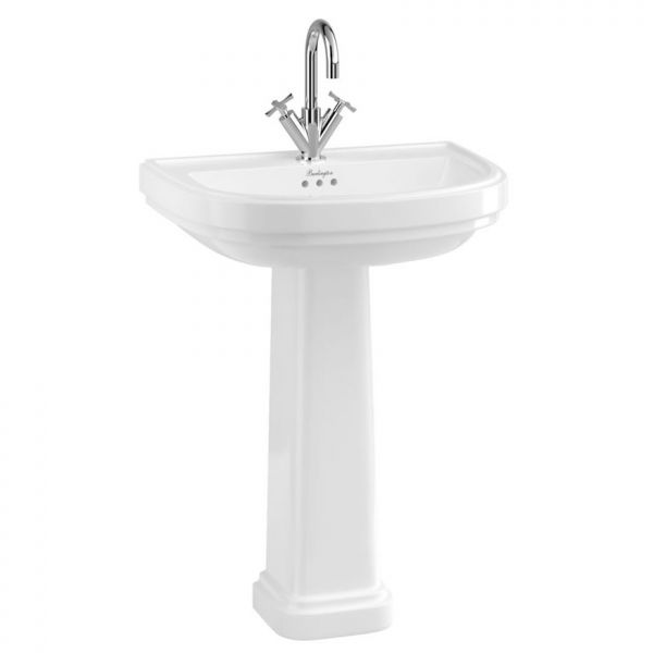Burlington Riviera 650mm D Shaped One Tap Hole Basin with Full Pedestal