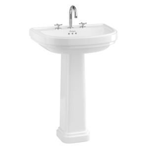 Burlington Riviera 650mm D Shaped Three Tap Hole Basin with Full Pedestal