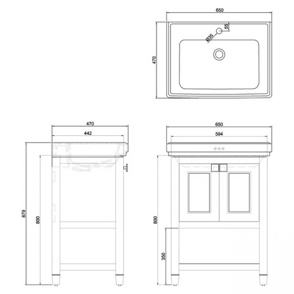 Burlington Riviera 650 Pink Freestanding Vanity Unit and Basin #2