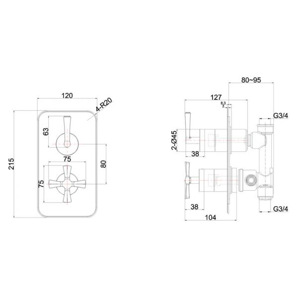 Burlington Riviera Chrome Thermostatic Single Outlet Shower Valve #2