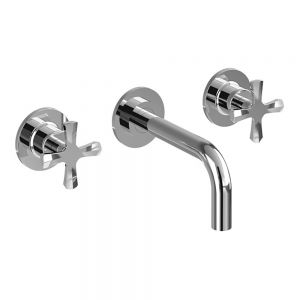 Burlington Riviera Chrome 3 Hole Wall Mounted Basin Mixer Tap