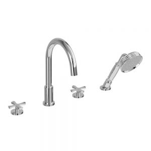 Burlington Riviera Chrome Deck Mounted 4 Hole Bath Shower Mixer Tap