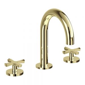 Burlington Riviera Gold Deck Mounted 3 Hole Basin Mixer Tap