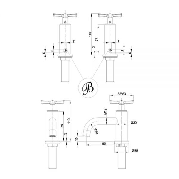 Burlington Riviera Gold Basin Pillar Taps #2