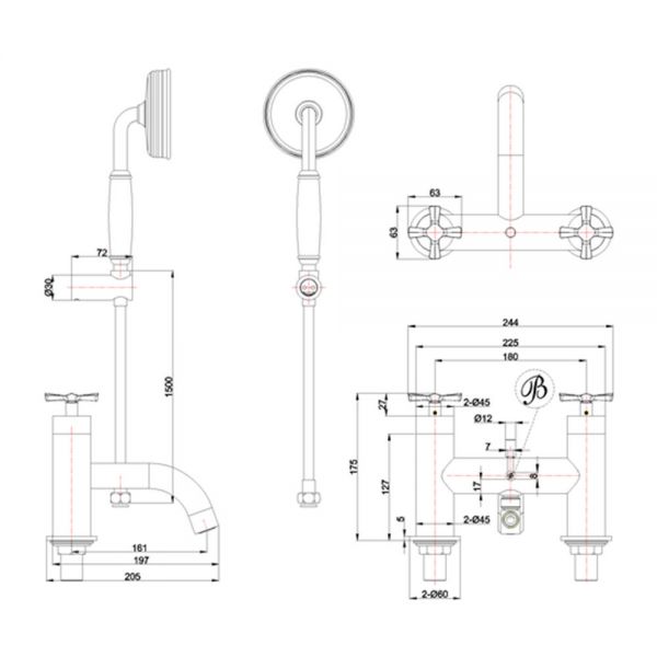 Burlington Riviera Gold Bath Shower Mixer Tap #2