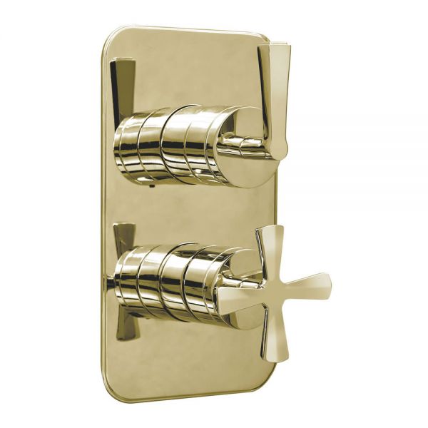 Burlington Riviera Gold Thermostatic Two Outlet Shower Valve with Diverter