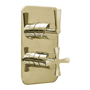 Burlington Riviera Gold Thermostatic Two Outlet Shower Valve with Diverter
