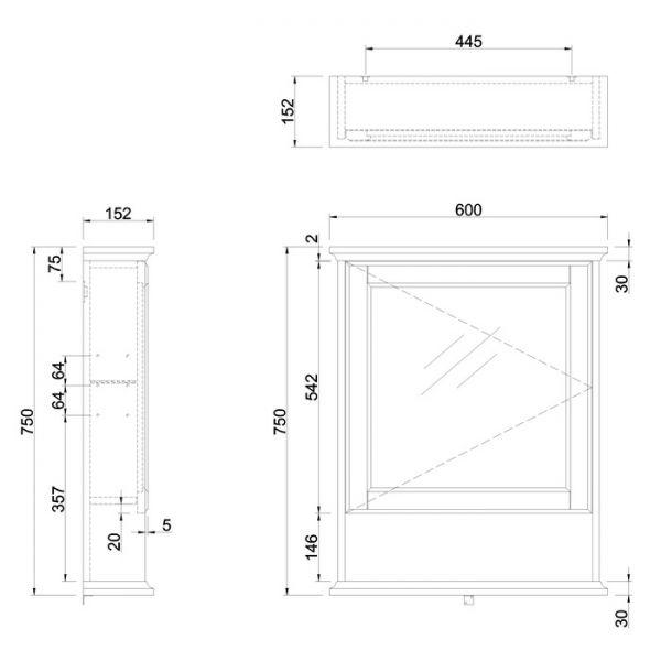 Burlington Matt Green Single Door Mirrored Bathroom Cabinet 600 x 750mm #2
