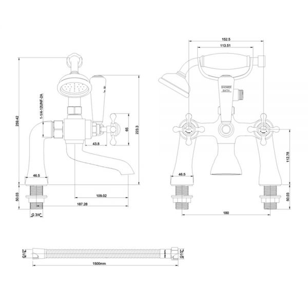 Burlington Stafford Chrome Bath Shower Mixer Tap #2