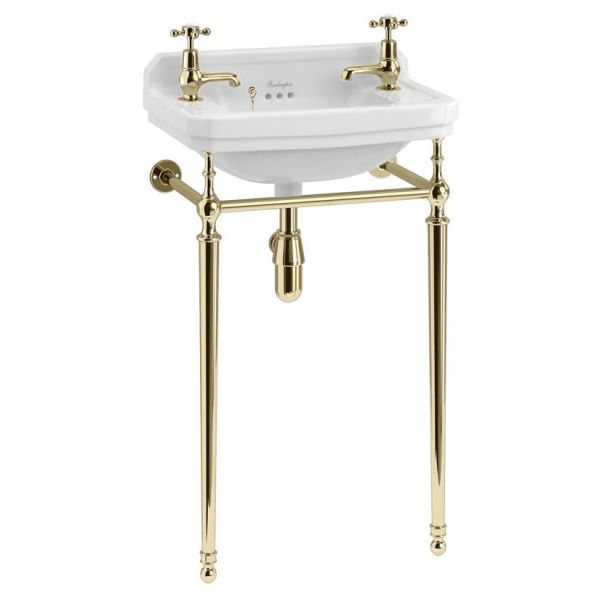 Burlington Edwardian 510mm Cloakroom Basin and Gold Washstand B8