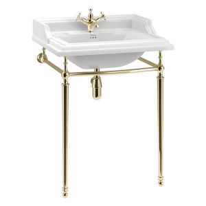 Burlington Classic 650mm Square Basin and Gold Washstand B15