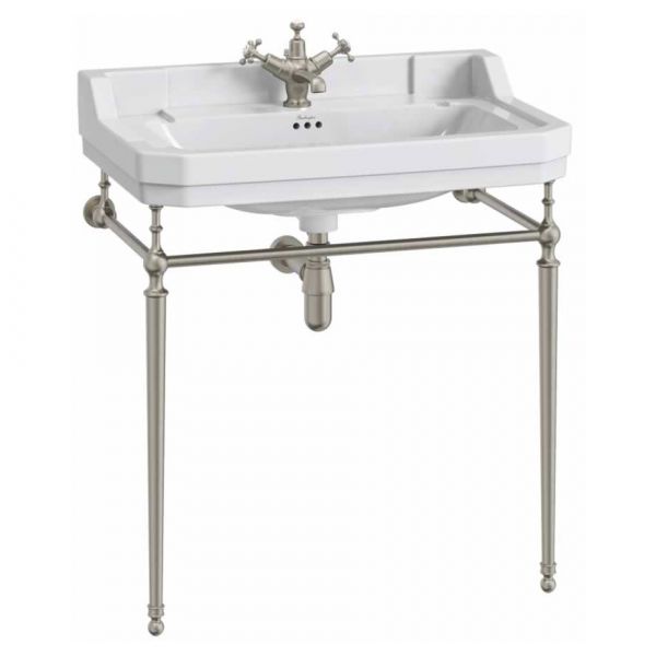 Burlington Edwardian 800mm Rectangular Basin and Brushed Nickel Washstand B18