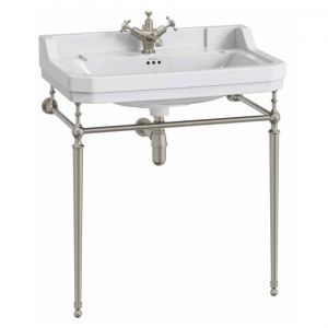 Burlington Edwardian 800mm Rectangular Basin and Brushed Nickel Washstand B18