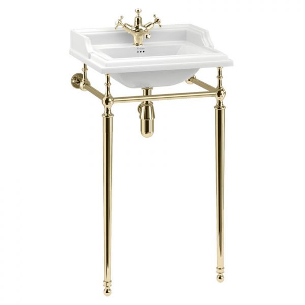 Burlington Classic 500mm Square Basin and Gold Washstand B20