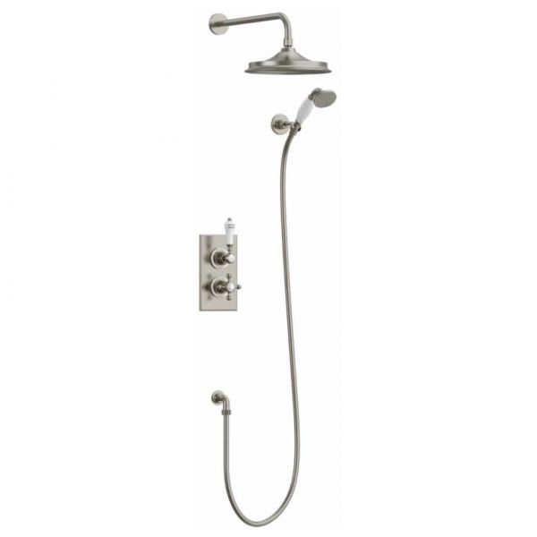 Burlington Trent Brushed Nickel Thermostatic Dual Function Shower Valve with 9 inch Shower Head and Handset