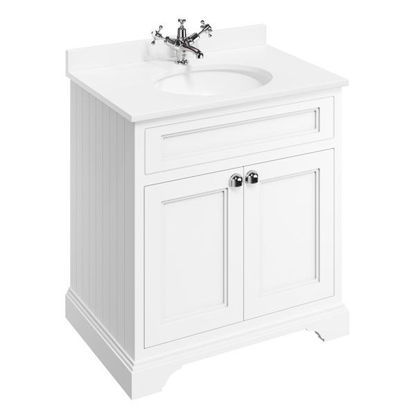Burlington 750 Matt White Freestanding 2 Door Vanity Unit and Minerva Basin