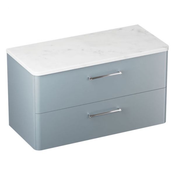 Britton Camberwell 1000mm Matt Blue Wall Hung Vanity Unit and Worktop