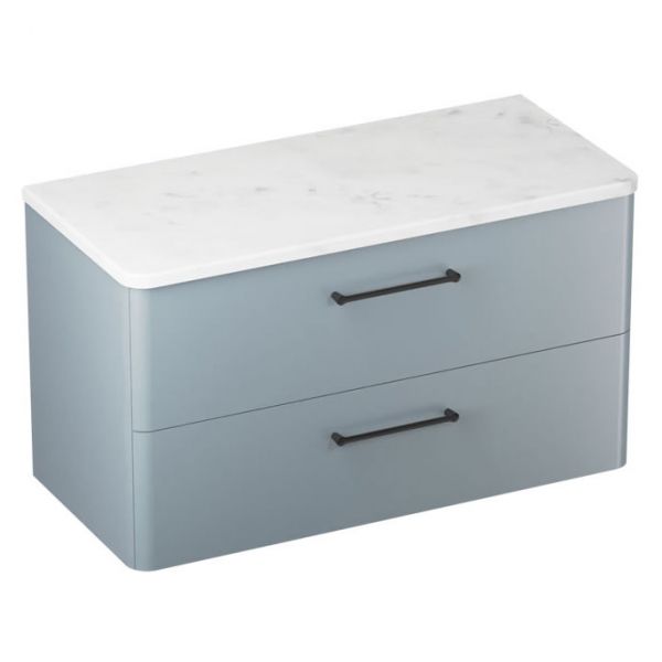 Britton Camberwell 1000mm Matt Blue Wall Hung Vanity Unit and Worktop #2