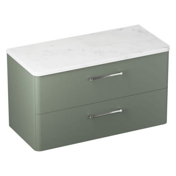 Britton Camberwell 1000mm Matt Green Wall Hung Vanity Unit and Worktop