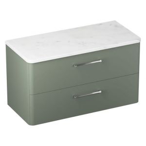 Britton Camberwell 1000mm Matt Green Wall Hung Vanity Unit and Worktop