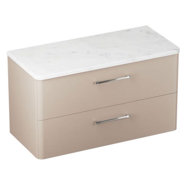 Britton Camberwell 1000mm Matt Beige Wall Hung Vanity Unit and Worktop