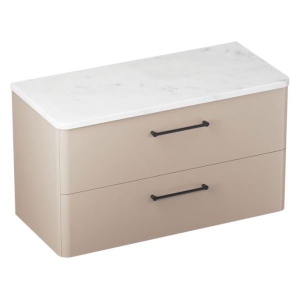 Britton Camberwell 1000mm Matt Beige Wall Hung Vanity Unit and Worktop #2