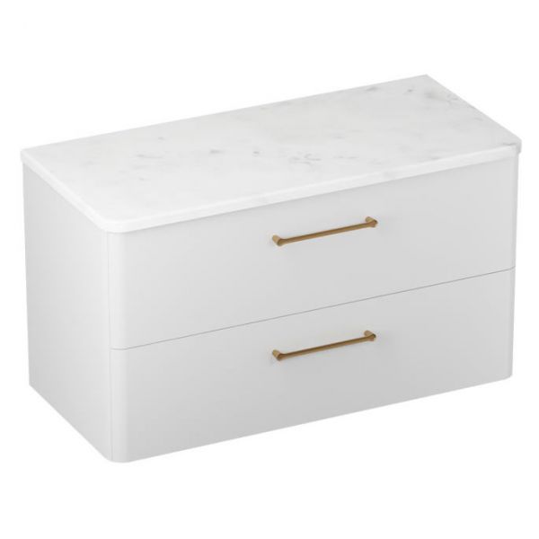 Britton Camberwell 1000mm Matt White Wall Hung Vanity Unit and Worktop #3