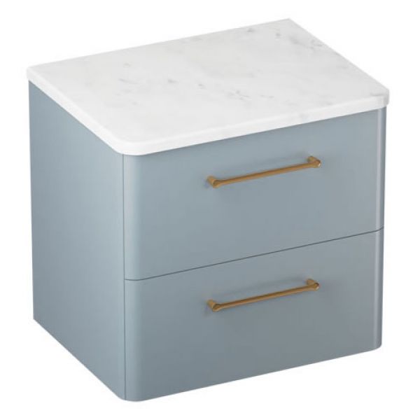 Britton Camberwell 600mm Matt Blue Wall Hung Vanity Unit and Worktop #3