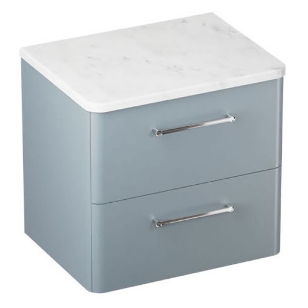 Britton Camberwell 600mm Matt Blue Wall Hung Vanity Unit and Worktop