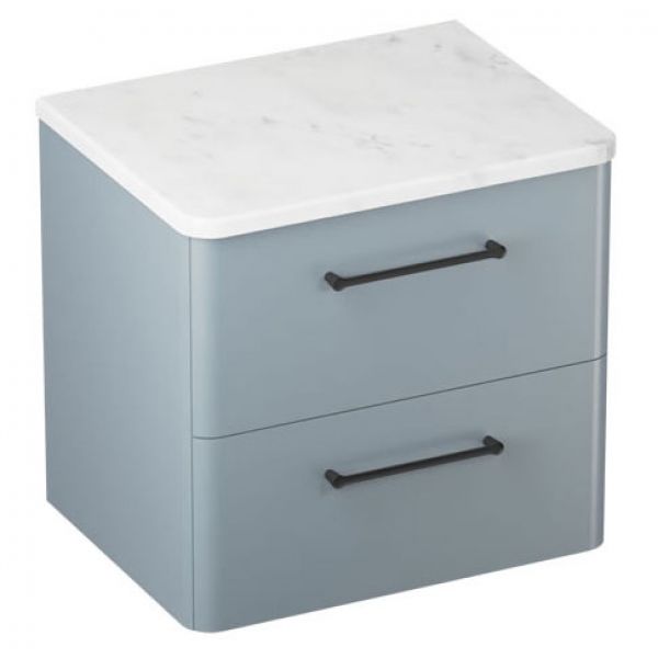 Britton Camberwell 600mm Matt Blue Wall Hung Vanity Unit and Worktop #2