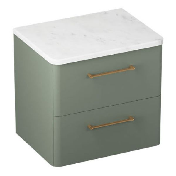 Britton Camberwell 600mm Matt Green Wall Hung Vanity Unit and Worktop #3