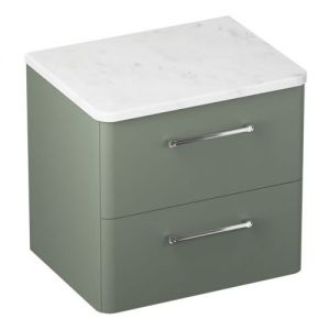 Britton Camberwell 600mm Matt Green Wall Hung Vanity Unit and Worktop