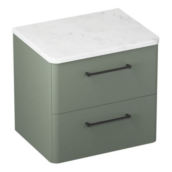 Britton Camberwell 600mm Matt Green Wall Hung Vanity Unit and Worktop #2