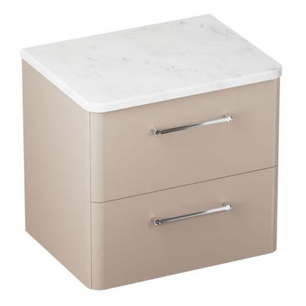 Britton Camberwell 600mm Matt Beige Wall Hung Vanity Unit and Worktop