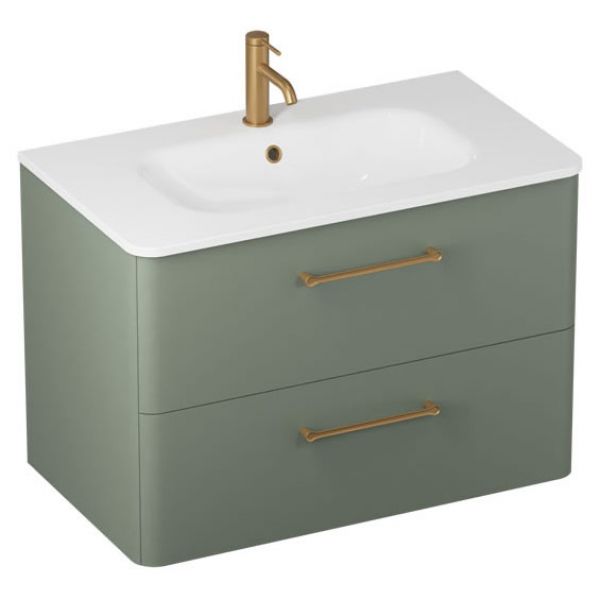 Britton Camberwell 800mm Matt Green Wall Hung Vanity Unit and Basin #2