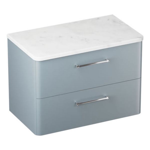 Britton Camberwell 800mm Matt Blue Wall Hung Vanity Unit and Worktop