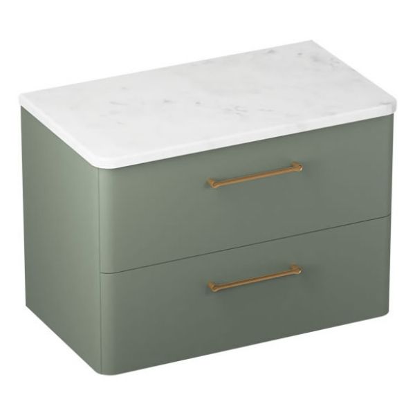 Britton Camberwell 800mm Matt Green Wall Hung Vanity Unit and Worktop #3