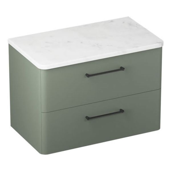 Britton Camberwell 800mm Matt Green Wall Hung Vanity Unit and Worktop #2