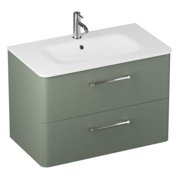 Britton Camberwell 800mm Matt Green Wall Hung Vanity Unit and Basin