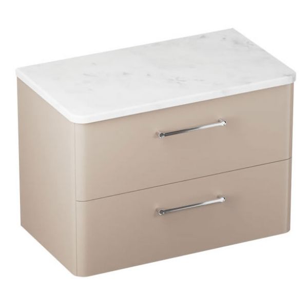 Britton Camberwell 800mm Matt Beige Wall Hung Vanity Unit and Worktop