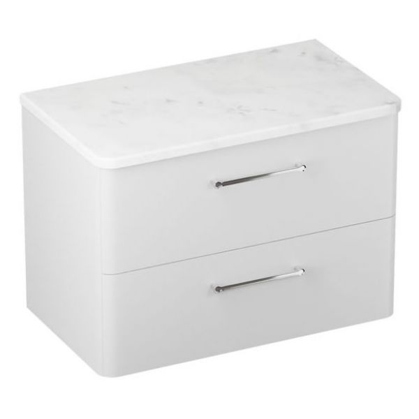 Britton Camberwell 800mm Matt White Wall Hung Vanity Unit and Worktop