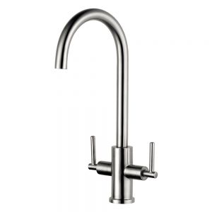 Clearwater Calypso C Twin Lever Stainless Steel Polished Monobloc Kitchen Sink Mixer Tap