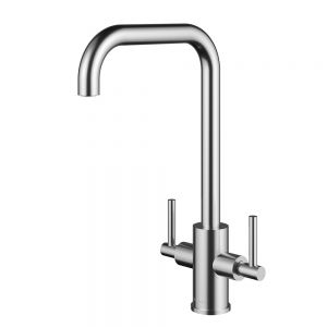 Clearwater Calypso D Twin Lever Stainless Steel Polished Monobloc Kitchen Sink Mixer Tap