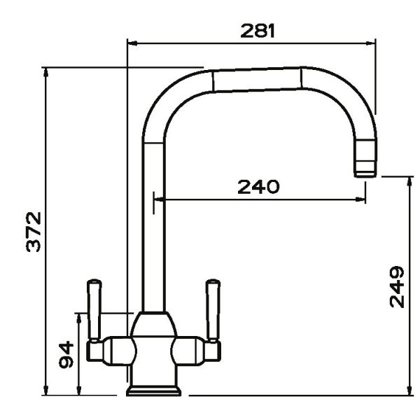 Clearwater Alzira U Twin Lever Brushed Nickel Monobloc Kitchen Sink Mixer Tap #2