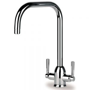 Clearwater Alzira U Twin Lever Chrome Monobloc Kitchen Sink Mixer Tap