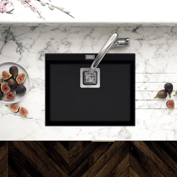Clearwater Capri 1 Bowl Inset Jet Granite Kitchen Sink 555 x 455 #3