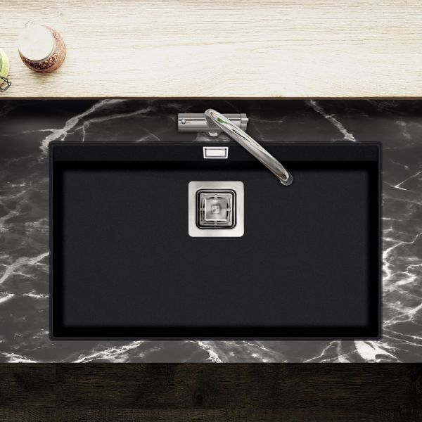 Clearwater Capri 1 Bowl Inset Jet Granite Kitchen Sink 740 x 455 #3