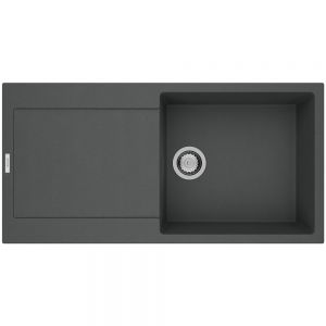 Clearwater Carina 1 Large Bowl Inset Basalt Granite Kitchen Sink with Drainer 1000 x 500
