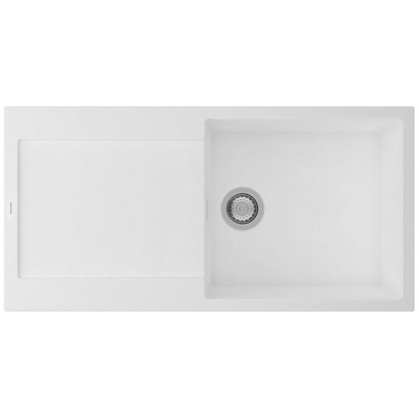 Clearwater Carina 1 Large Bowl Inset Polar Granite Kitchen Sink with Drainer 1000 x 500
