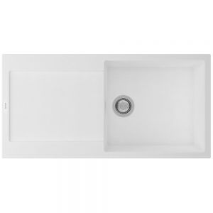 Clearwater Carina 1 Large Bowl Inset Polar Granite Kitchen Sink with Drainer 1000 x 500